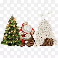 云杉圣诞树，圣诞树装饰，冷杉-圣诞老人