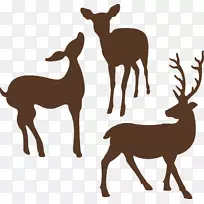 鹿剪影艺术-动物剪影