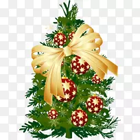 圣诞树松树礼物金-圣诞树