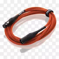 麦克风xlr连接器橙色电缆扬声器电线麦克风