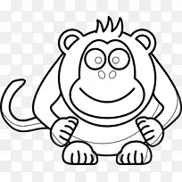 黑白猴子剪贴画-卡通电脑