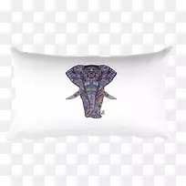 投掷枕头，垫子，纺织品，紫色-大象图案