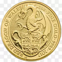 皇家造币女王的野兽威尔士龙金币