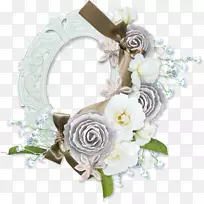 花卉画框，花卉设计，剪贴画.白玫瑰