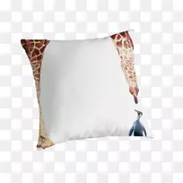 投掷枕头垫亚麻布水彩画长颈鹿