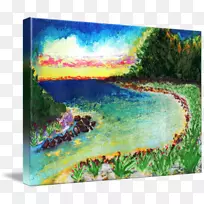 水彩画艺术丙烯酸涂料-热带岛屿