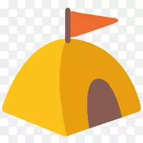 帽子，黄色帐篷野营
