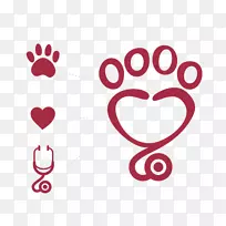 狗帕塔斯疗法动物辅助治疗爪子符号.心跳