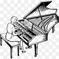 琴音乐键盘钢琴素描弹钢琴