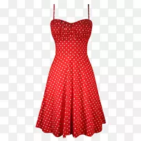 20世纪50年代波尔卡点连衣裙-红色衣服