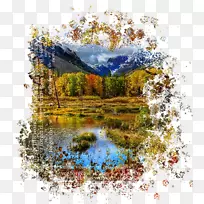 景观桌面壁纸秋季4k分辨率高清晰度电视.山水画