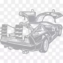 Car DeLorean dmc-12回到未来的DeLorean时间机器-未来派海报