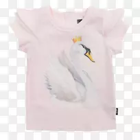 T恤水鸟衣袖-粉红色天鹅