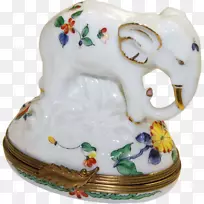 陶瓷塑像动物手绘花盒