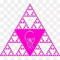 分形Sierpinski三角形绘制六角夹子艺术.粉红色三角形
