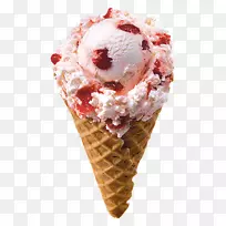 冰淇淋锥，华夫饼，草莓冰淇淋-漂浮气球