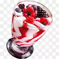 冰淇淋甜点，调味草莓-菠萝冰淇淋