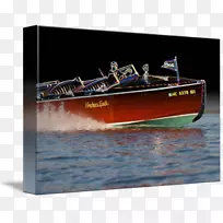摩托艇海报艺术印刷.木船