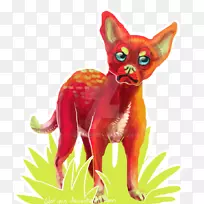 猫红狐狗食肉-水彩草莓