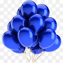 气球蓝色摄影派对贺卡-蓝色生日快乐