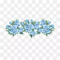 花蓝色玫瑰剪贴画-蓝色花朵