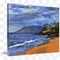 夏威夷油画风浪水彩画海洋