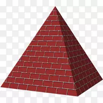 方形金字塔形三维空间三角形-红色几何