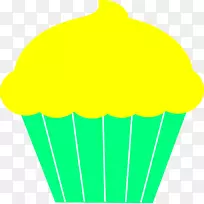 纸杯蛋糕松饼红天鹅绒蛋糕玛德琳剪贴画-黄色芒果冰淇淋球