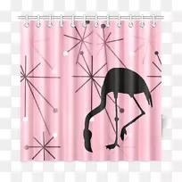 窗帘纺织室内设计服务于世纪中叶现代粉红窗帘。