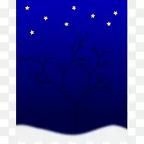 视觉艺术钴蓝树桌面壁纸-冬季雪
