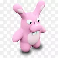 贴纸电脑图标WhatsApp微信-复活节兔子粉红色背景