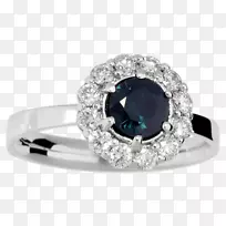 订婚戒指珠宝蓝宝石光环