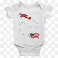 t恤婴儿及蹒跚学步的一件衣服袖子拉旗子