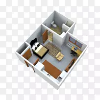 3D平面图演播室公寓楼-3D住宅