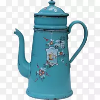 水壶餐具茶壶水壶杯手绘植物