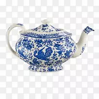 茶壶餐具伯利陶器-蓝色孔雀