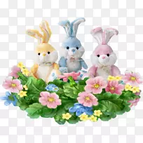 复活节兔子画框复活节彩蛋花儿复活节快乐