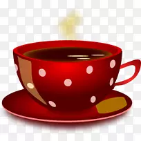茶杯咖啡卡布奇诺剪辑艺术-红色杯