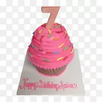 生日蛋糕糖霜&糖霜松饼-粉红纸杯蛋糕