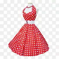 20世纪50年代波尔卡圆点连衣裙吊带色时尚