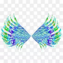 青绿色提尔线羽毛微软天青-翅膀风格