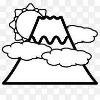 富士山黑白单色画-富士山