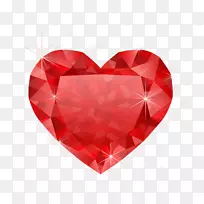 红色钻石心钻石彩色剪贴画-令人叹为观止的心形