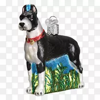 伟大的丹麦波士顿猎犬圣诞装饰圣诞树圣诞老人手绘化妆品