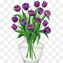 花束剪贴画-紫色郁金香