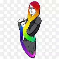 艺术绘画女性-彩虹头发