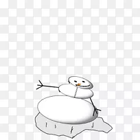 线条艺术雪人剪贴画融化