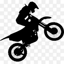 摩托摩托车特技骑轮式剪影-骑摩托车
