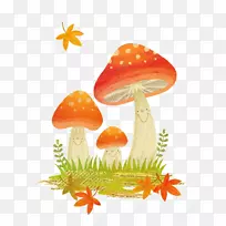 蘑菇水彩画剪贴画.秋季色彩