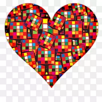 心脏电脑图标剪辑艺术.彩色方块
